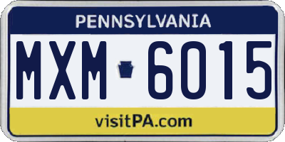PA license plate MXM6015