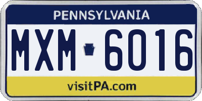 PA license plate MXM6016
