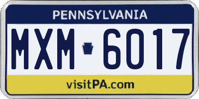 PA license plate MXM6017