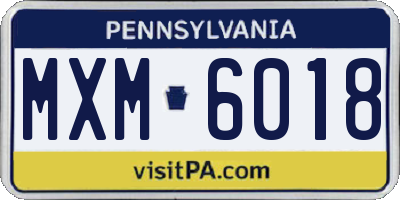 PA license plate MXM6018