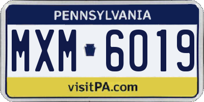PA license plate MXM6019
