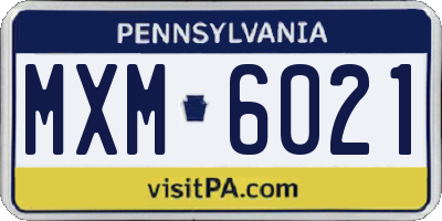 PA license plate MXM6021