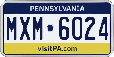 PA license plate MXM6024