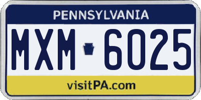 PA license plate MXM6025