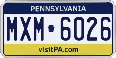 PA license plate MXM6026