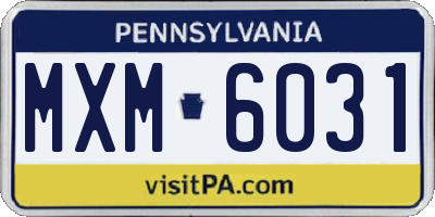 PA license plate MXM6031
