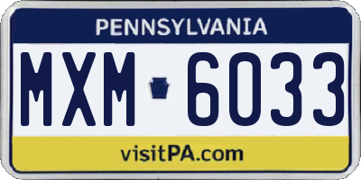 PA license plate MXM6033