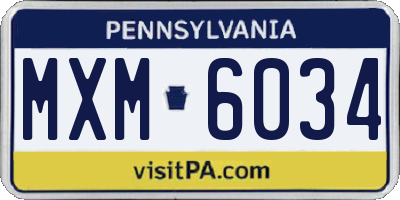 PA license plate MXM6034