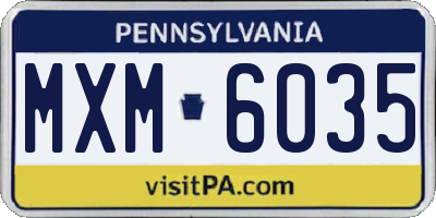 PA license plate MXM6035