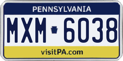 PA license plate MXM6038