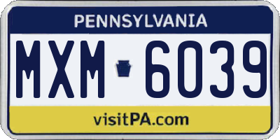 PA license plate MXM6039