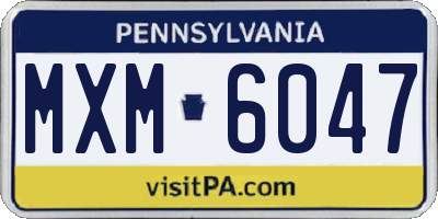PA license plate MXM6047