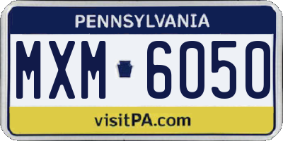 PA license plate MXM6050