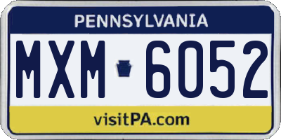 PA license plate MXM6052