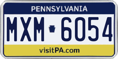 PA license plate MXM6054
