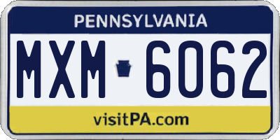 PA license plate MXM6062