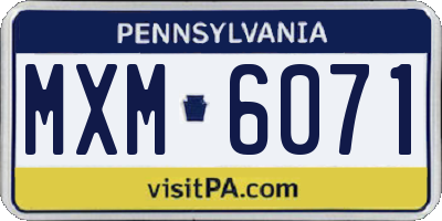 PA license plate MXM6071