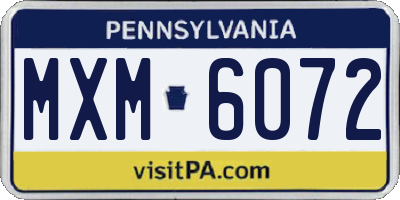 PA license plate MXM6072