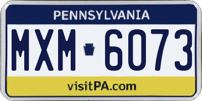 PA license plate MXM6073