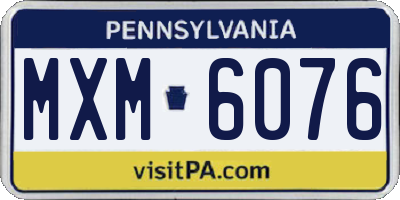 PA license plate MXM6076