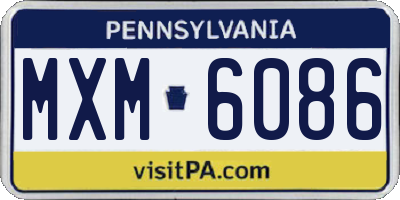 PA license plate MXM6086