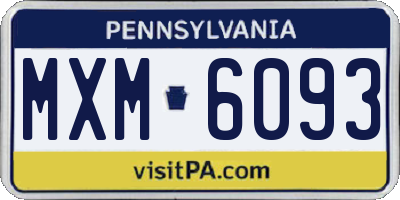 PA license plate MXM6093