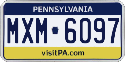 PA license plate MXM6097