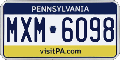 PA license plate MXM6098