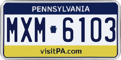 PA license plate MXM6103