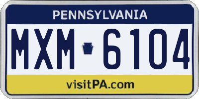 PA license plate MXM6104