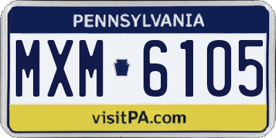PA license plate MXM6105