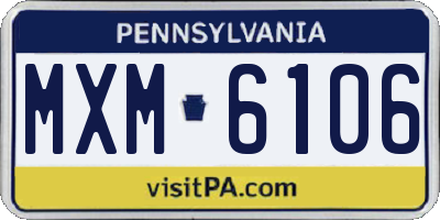 PA license plate MXM6106