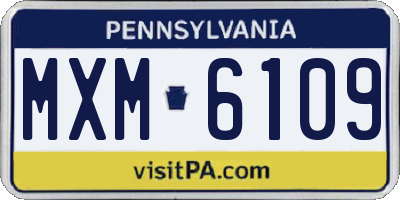 PA license plate MXM6109