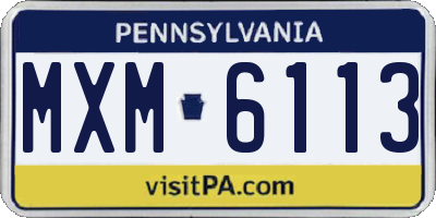 PA license plate MXM6113