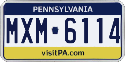 PA license plate MXM6114