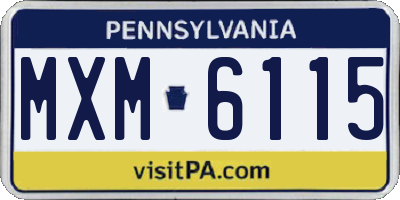 PA license plate MXM6115