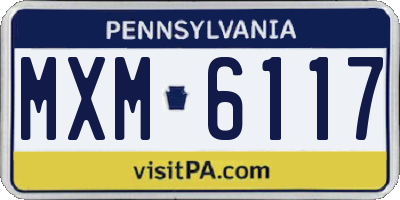 PA license plate MXM6117