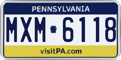 PA license plate MXM6118