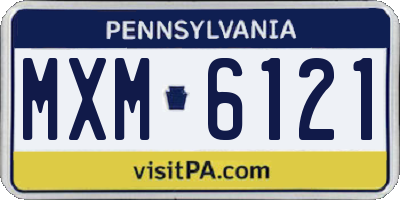 PA license plate MXM6121