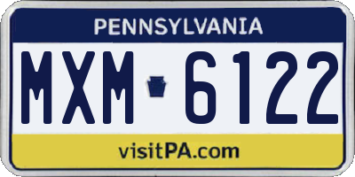 PA license plate MXM6122