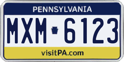 PA license plate MXM6123