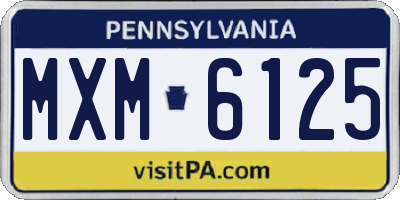 PA license plate MXM6125