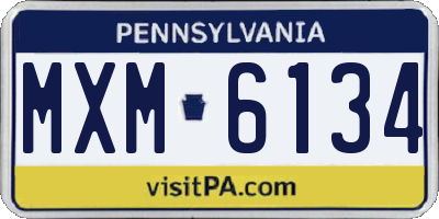 PA license plate MXM6134