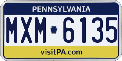 PA license plate MXM6135