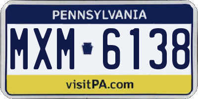 PA license plate MXM6138