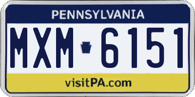 PA license plate MXM6151