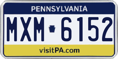 PA license plate MXM6152