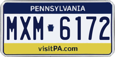 PA license plate MXM6172