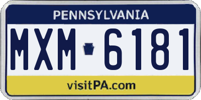 PA license plate MXM6181