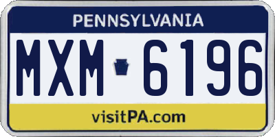 PA license plate MXM6196